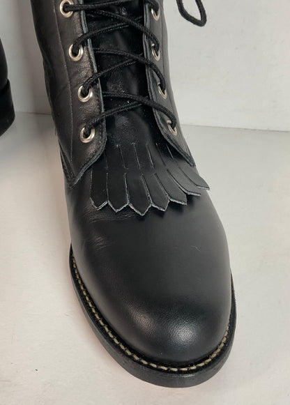 Justin Women’s Kiltie Packer Boots 8 B USA Made Lace Up