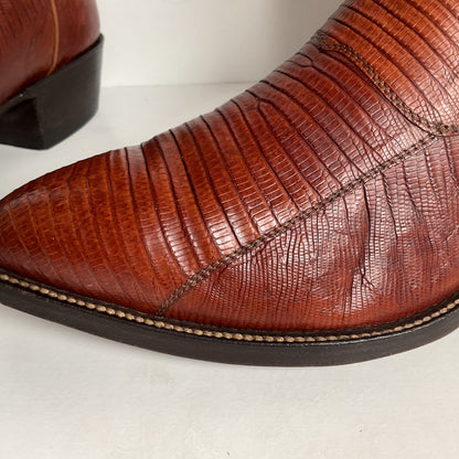 Vintage Hondo Cowboy Boots | Pieced Teju Lizard | Extra Wide | 10 EE
