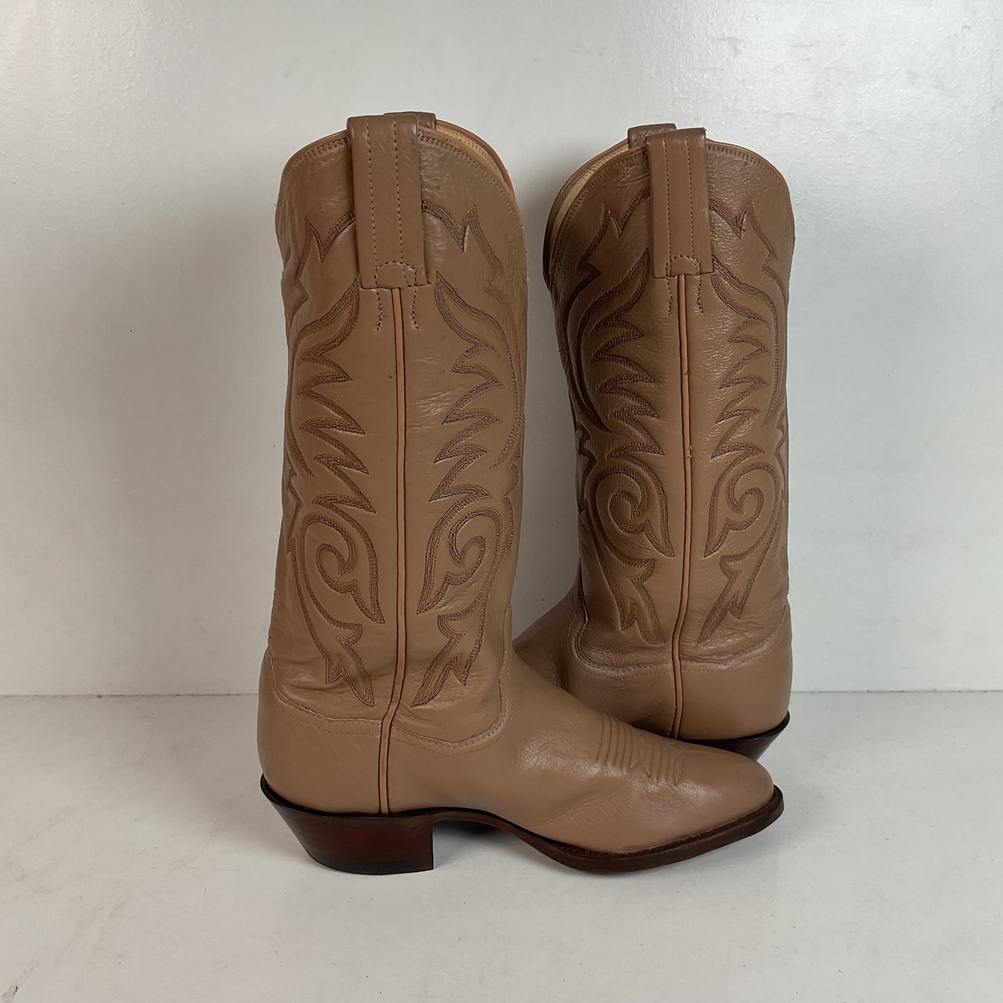 Vintage Panhandle Slim Beige Cowgirl Boots 6.5 B Handcrafted