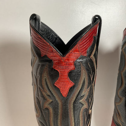 Vintage Dan Post Teju Lizard Cowgirl Boots | Tooled Overlays | Women’s 7.5
