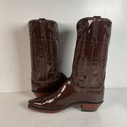 Lucchese Patent Leather Cowgirl Boots | Brown | Women’s 10