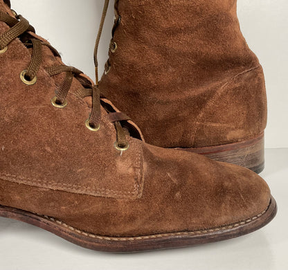 Vintage Tall Suede Lace Up Boots | USA Made | 1960s | Men’s 12 D