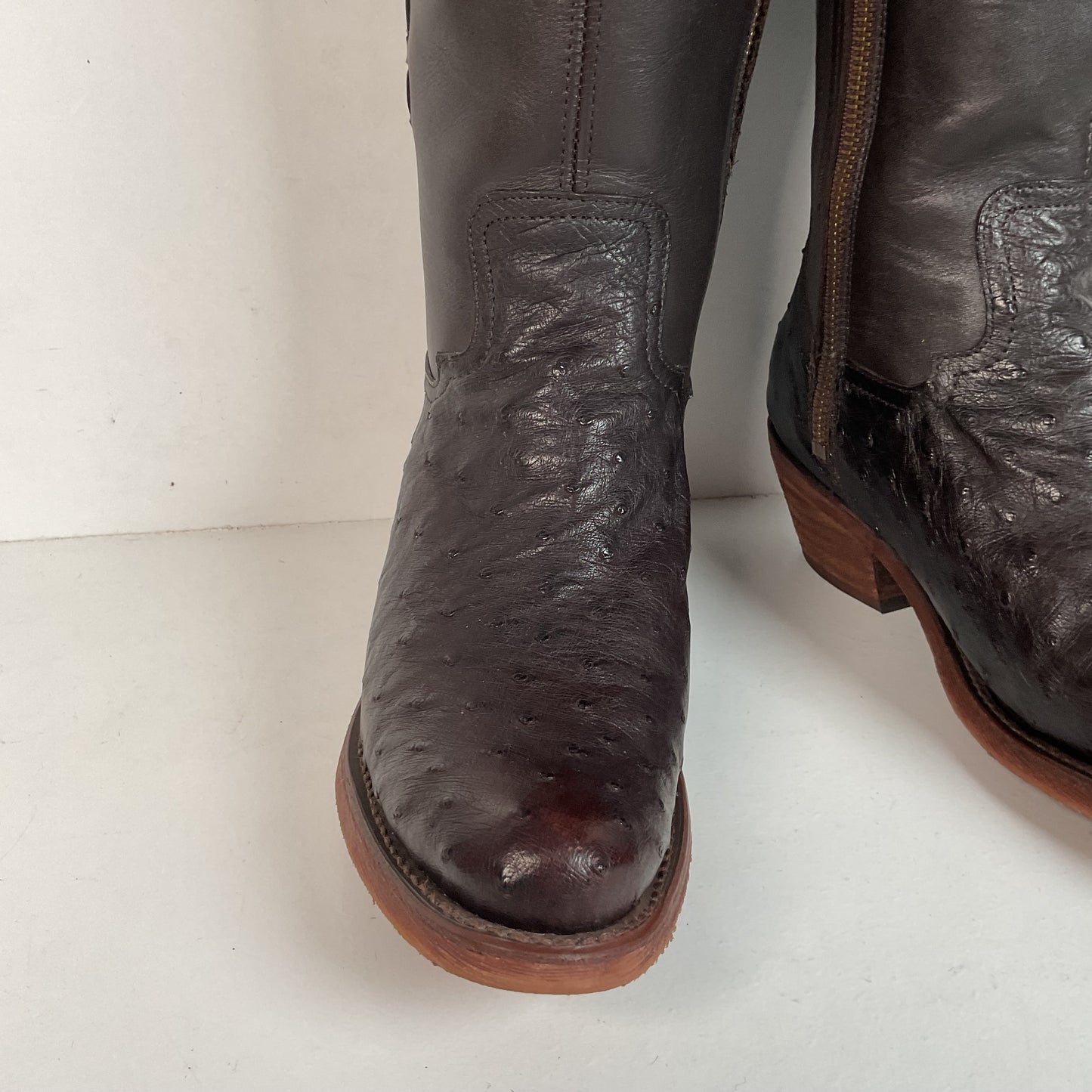 Justin’s Reba Mcalester Ostrich Cowgirl Boots 6.5 B Exotic Side Zip