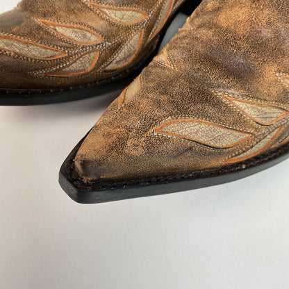 Old Gringo Cowgirl Boots 7 B Tooled Leaf Inlay Recrafted