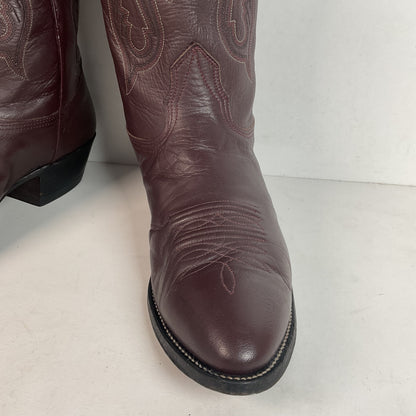Vintage Nocona Burgundy Boar Cowboy Boots 10.5 D USA Made Wild Pig Skin