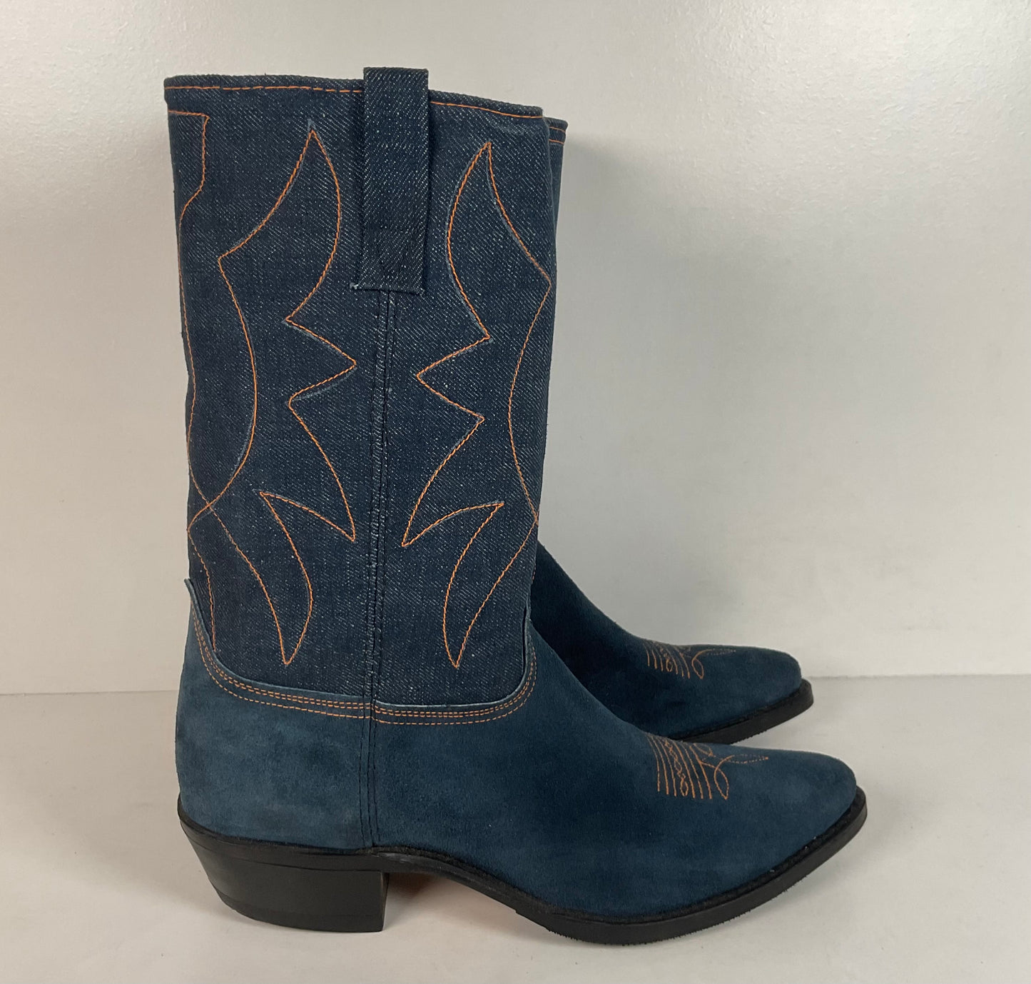 Vintage Blue Jean Denim Cowboy Boots | USA Made | 1970s | Men’s 11 D