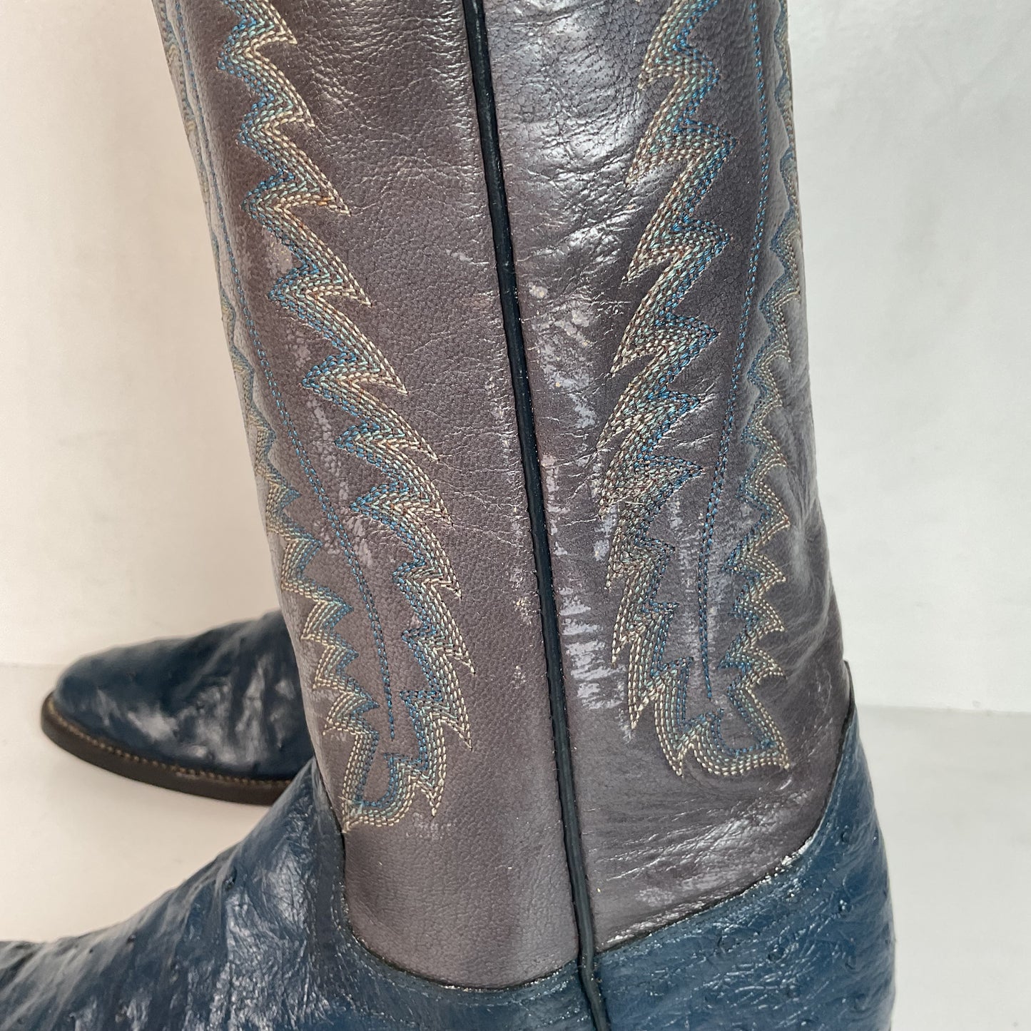 Vintage Justin Ostrich Quill Cowgirl Boots | USA Made | Royal Blue | Women’s 6.5 B