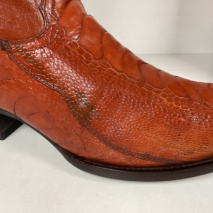 Vintage Longhorn Ostrich Leg Cowboy Boots | Exotic | Tooled Inlays | Men’s 13 D