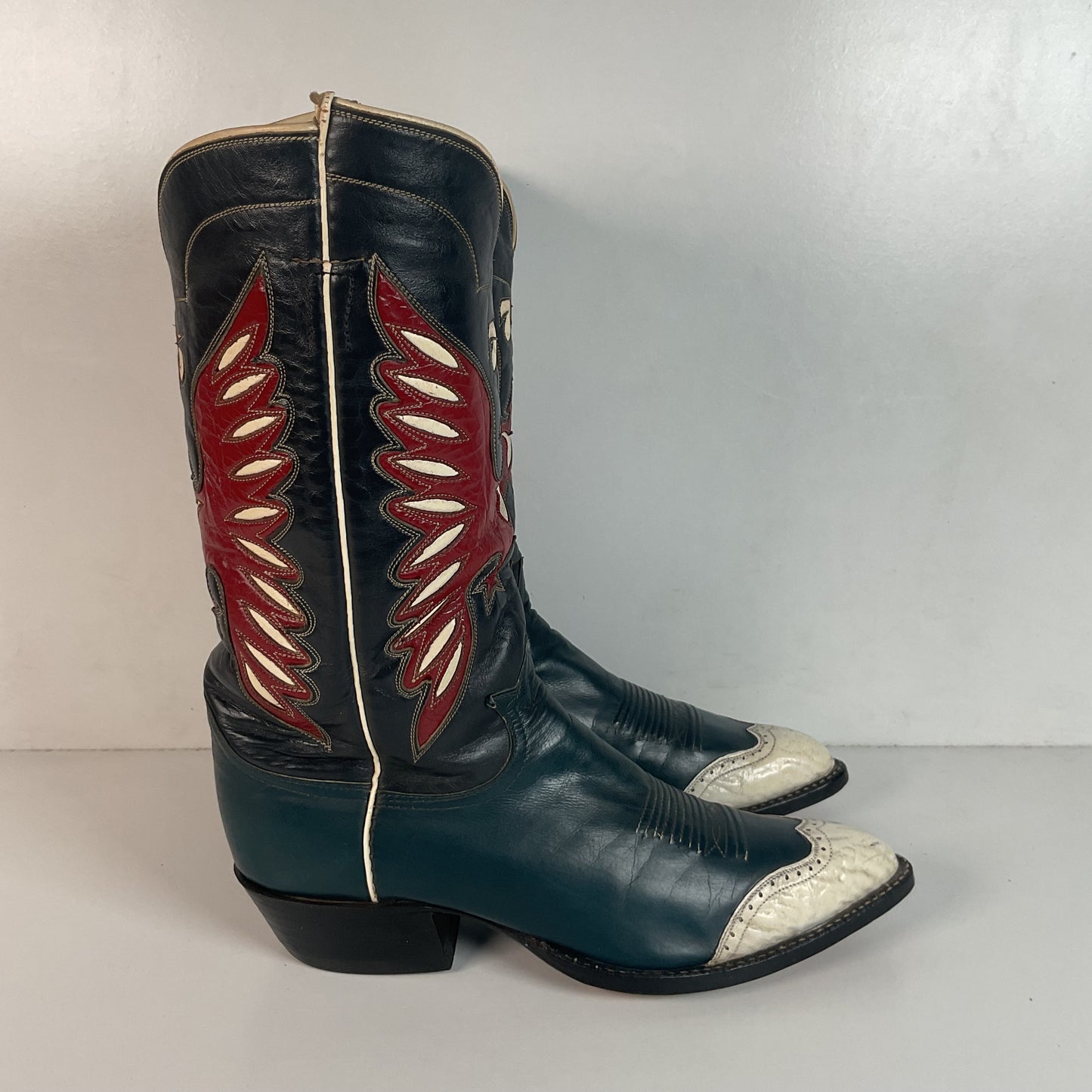 Vintage Tony Lama Bicentennial Thunderbird Cowboy Boots 10 D Gold Label 1776 Walrus Wingtip