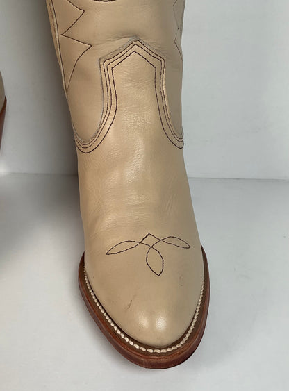 Vintage Frye Cowgirl Boots | Original Box | Alabaster | Women’s 8 B