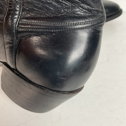 Vintage Lucchese Tall Cowgirl Boots 7 B USA Made Black Calf Skin