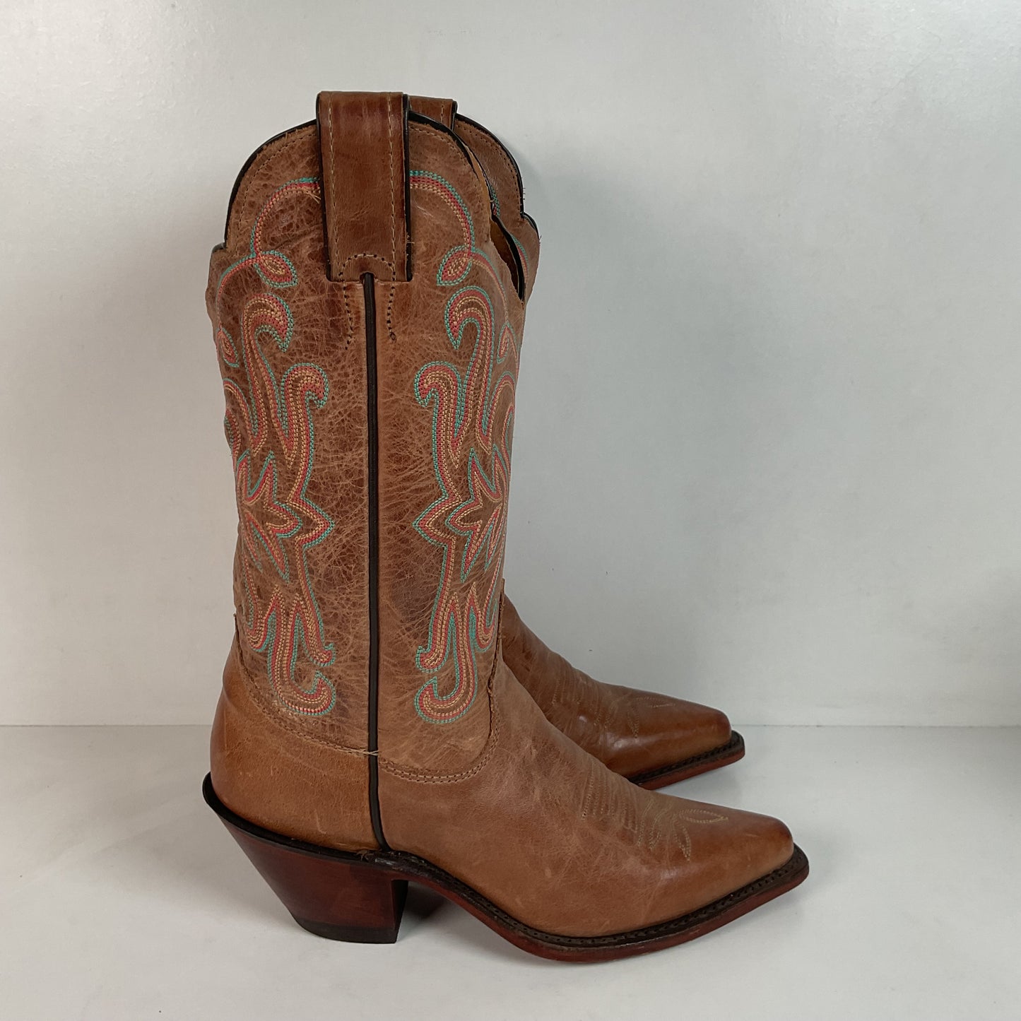 Justin Bent Rail Leather Cowgirl Boots 7 B New Without Box