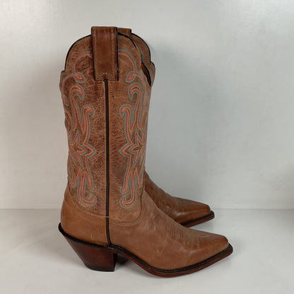 Justin Bent Rail Leather Cowgirl Boots 7 B New Without Box