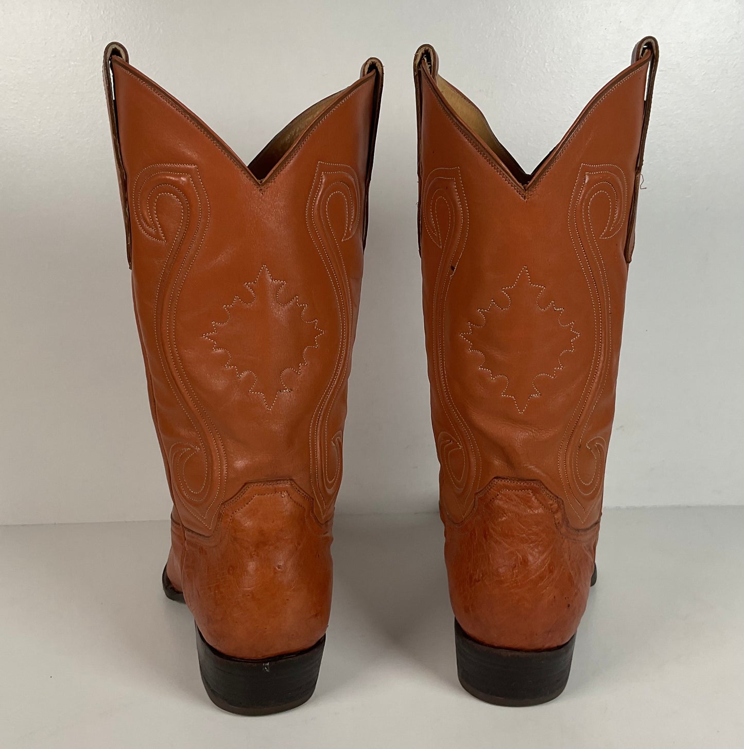 Custom Smooth Ostrich Cowboy Boots | Exotic | Tooled Inlay | Men’s 8.5