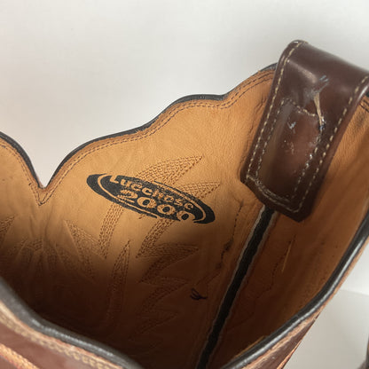 Lucchese 2000 Patent Leather Cowgirl Boots | Square Toe | Brown | USA Made | 6.5