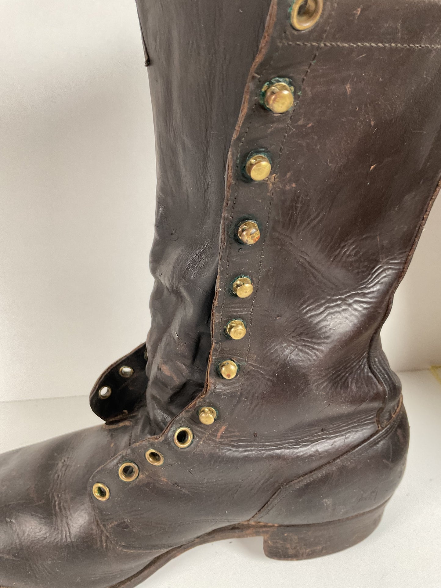 Vintage 1950s Montgomery Ward Pole Climber Boots 8.5 E Spiked Smokejumper USA