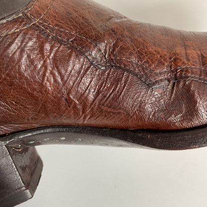 Vintage Larry Mahan Exotic Ostrich Wingtip Cowboy Boots 10.5 D Smooth Pin Quill