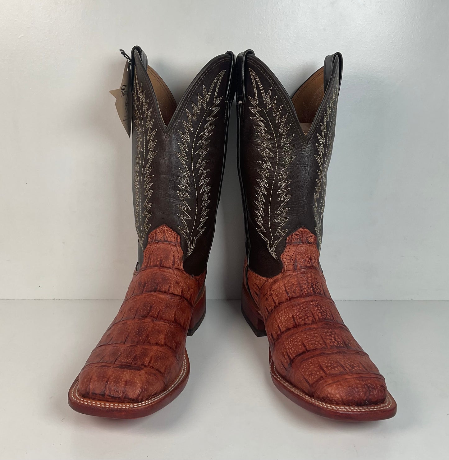 Fenoglio Large Scale Crocodile Cowboy Boots 8.5 E USA Made Exotic Factory Second