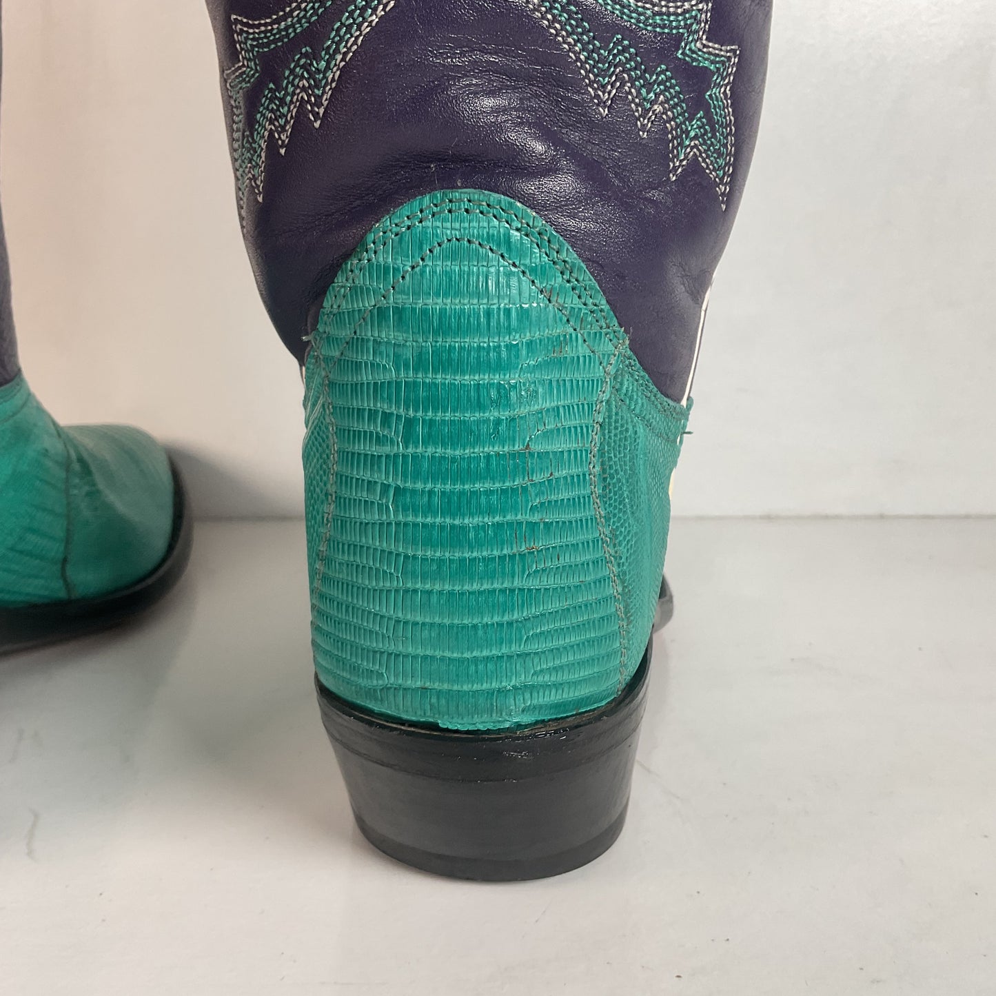 Dan Post Turquoise Cowgirl Boots 6 M Teju Lizard Vamp
