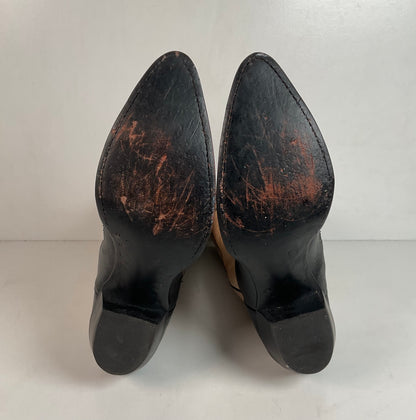 Tony Lama Cowgirl Boots — Tooled Inlay — USA Made — 8.5 M