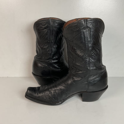 Vintage 1940s Brogue Wingtip Cowboy Boots 9.5-10 Leather Pull Tab Pee Wee