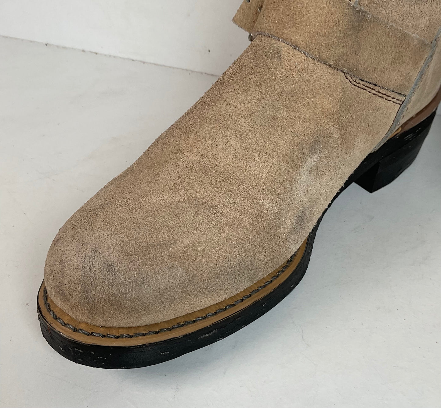 Vintage Georgia Tall Suede Harness Boots 9 M USA Made Soft Toe