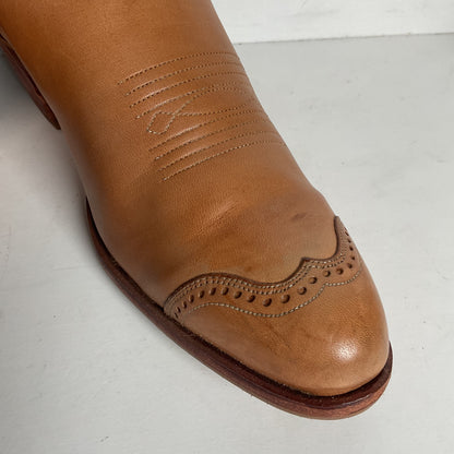 Vintage Justin Women’s Flower Cowgirl Boots 8 B Tooled Inlay USA Made