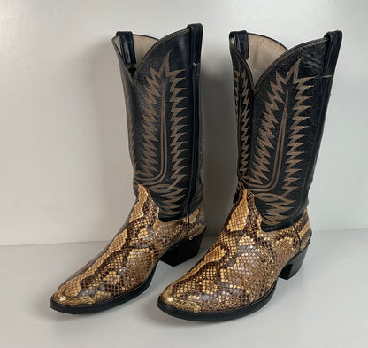 Cowtown Python Snakeskin Cowboy Boots | Front Cut | USA Made | Men’s 9.5 D