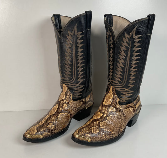 Cowtown Python Snakeskin Cowboy Boots | Front Cut | USA Made | Men’s 9.5 D