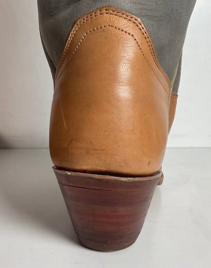 Vintage Justin Women’s Flower Cowgirl Boots 8 B Tooled Inlay USA Made
