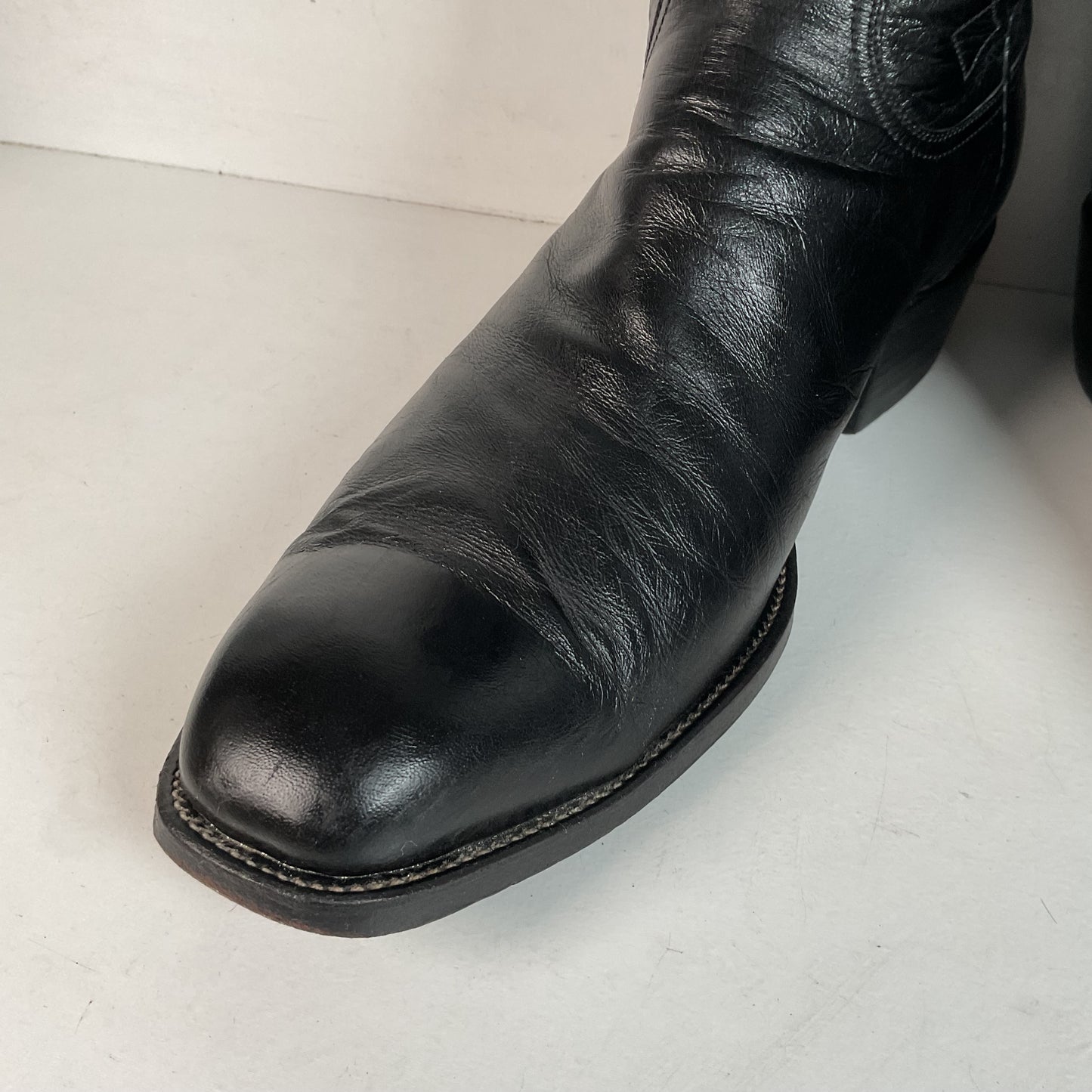 Wheeler Boot Company Cowboy Boots 10 Wide Black Calf Custom