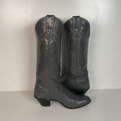 Vintage Justin Tall Grey Cowgirl Boots 7 B USA Made