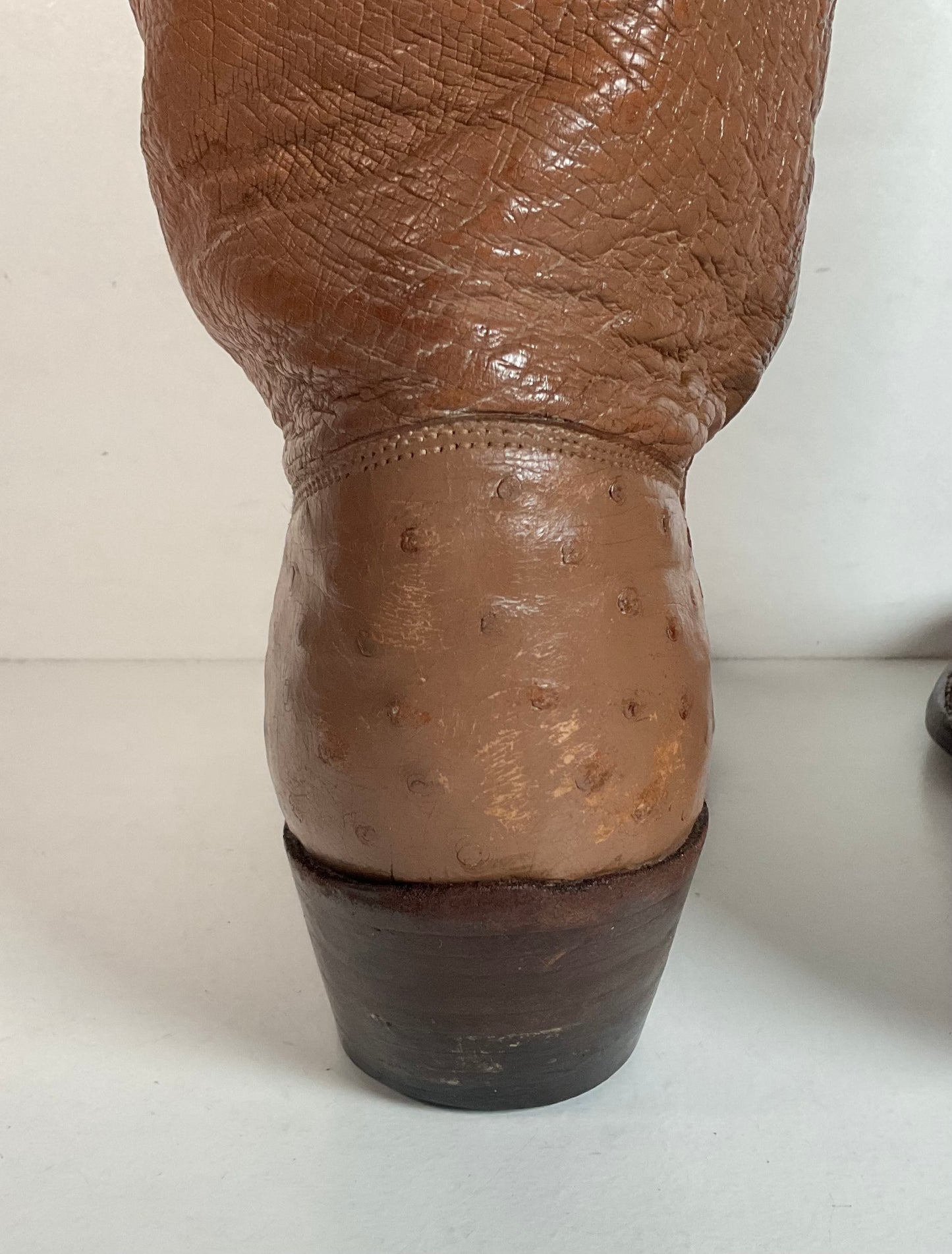 Vintage M.L. Leddy Full Ostrich Quill Cowboy Boots Custom Thrashed