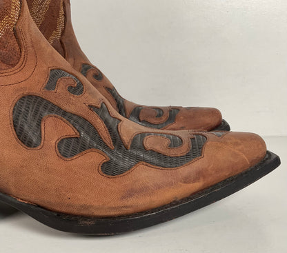 J. B. Dillon Goat Skin Cowboy Boots | Mad Dog | Tooled Inlays | Men’s 9 D