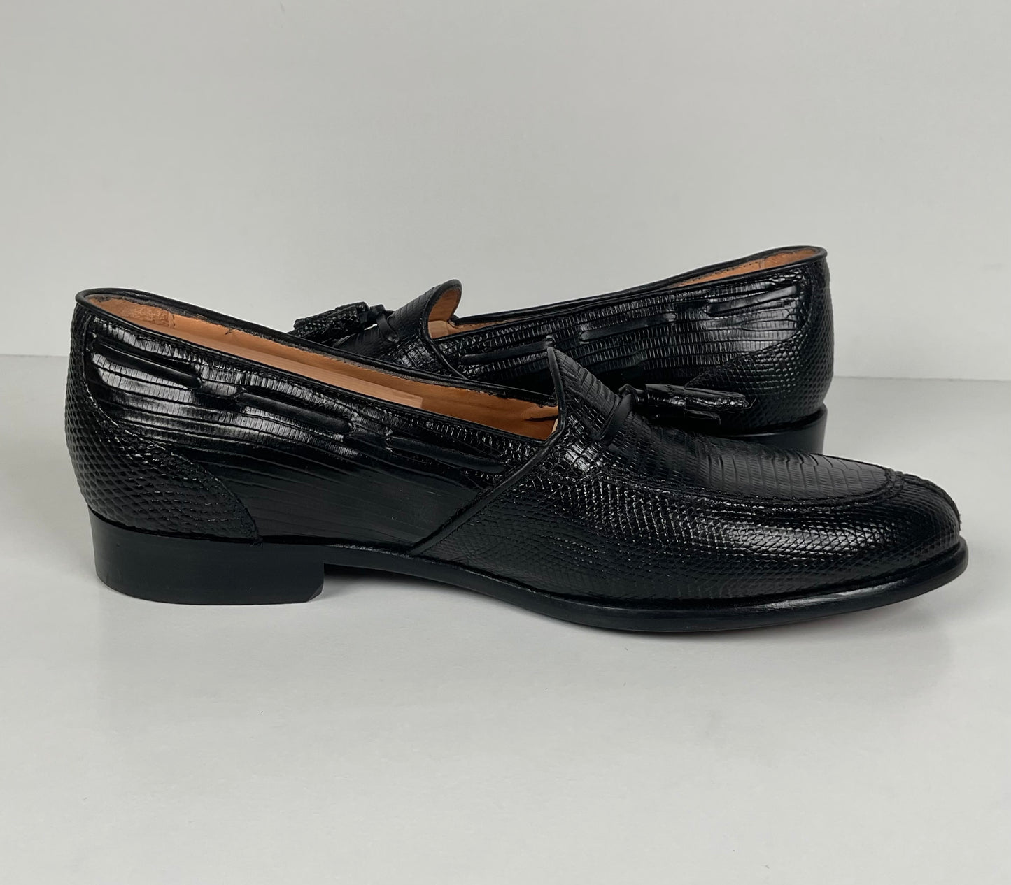 Zelli Italia | Teju Lizard Tassel Loafers | Black | Men’s 9 M