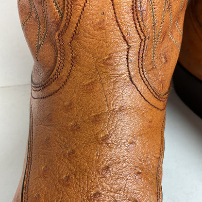 Vintage 1960s Nocona “The Astro” Cowboy Boots 9 D Full Ostrich Calf Exotic