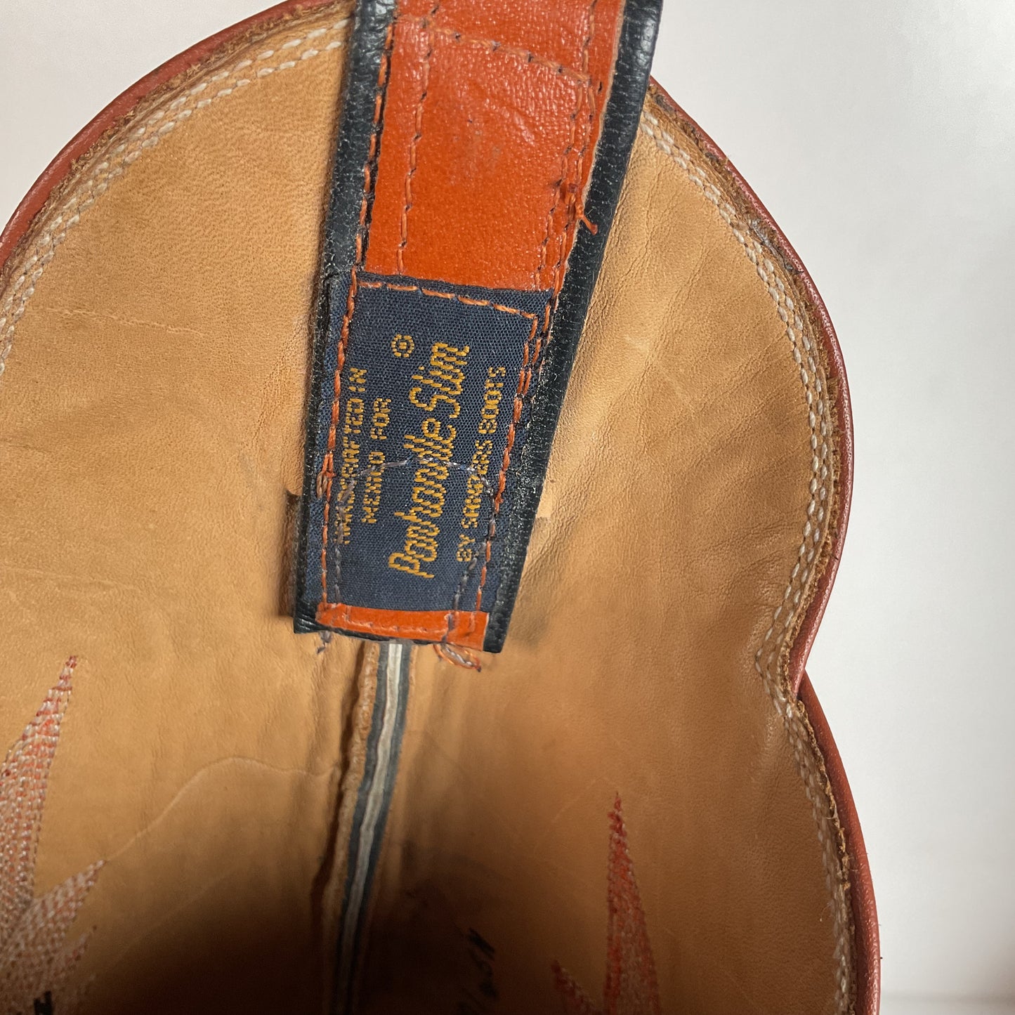 Vintage Panhandle Slim Tall Cowgirl Boots 6.5 C Pumpkin Orange Scallop Top