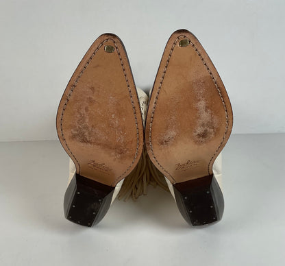 Vintage Zodiac Native Fringe Cowgirl Boots | USA Made | White | Women’s 9 M