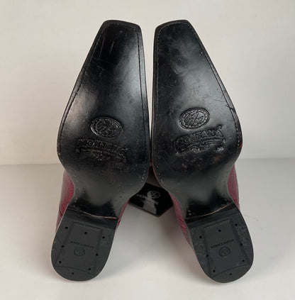Montana Ostrich Leg Cowboy Boots | Exotic | Tooled Inlay | Men’s 6 | Women’s 7.5