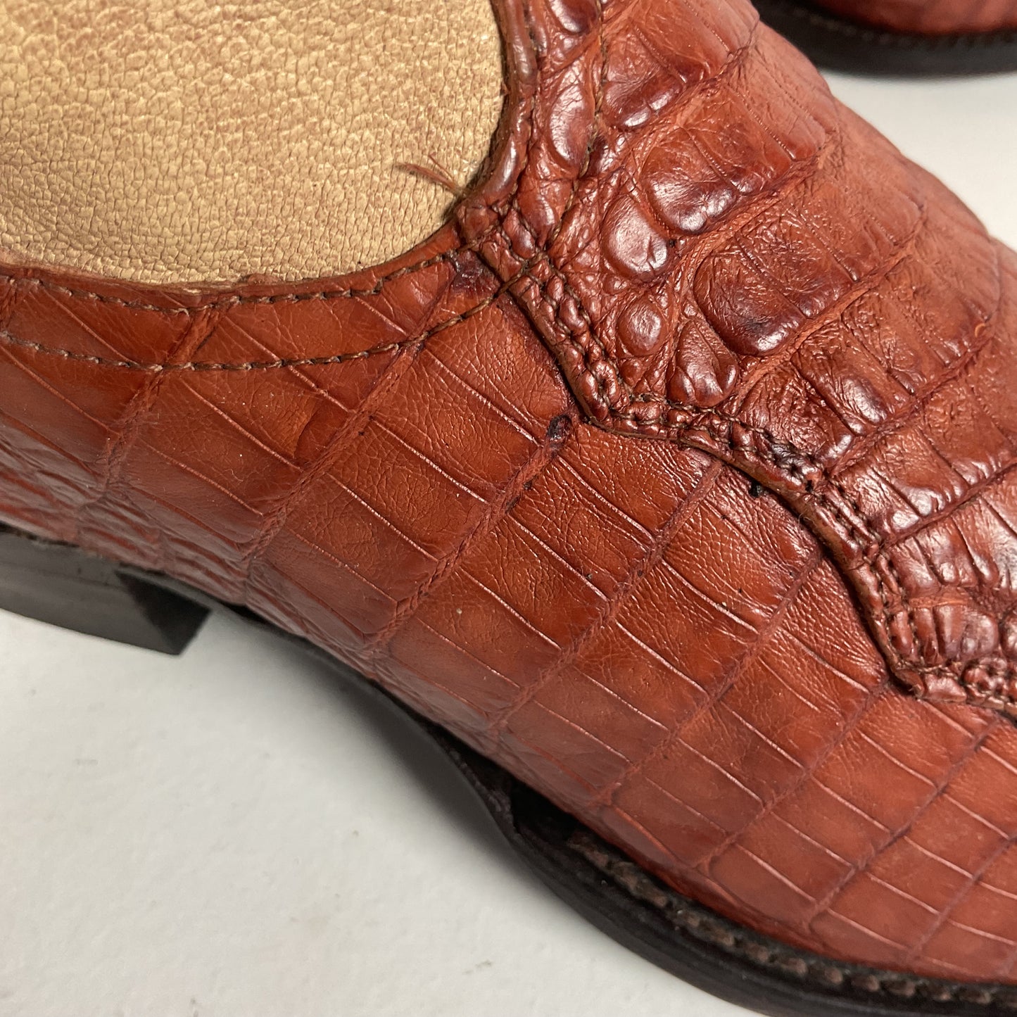 Tony Lama Royal Caiman Cowgirl Boots 7.5 M Belly Cut Tooled