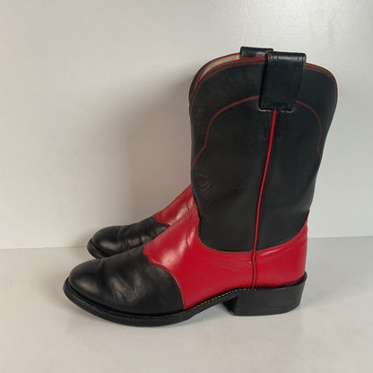 Olathe Western Roper Boots | Red & Black Calf | USA Made | Men’s 9 D