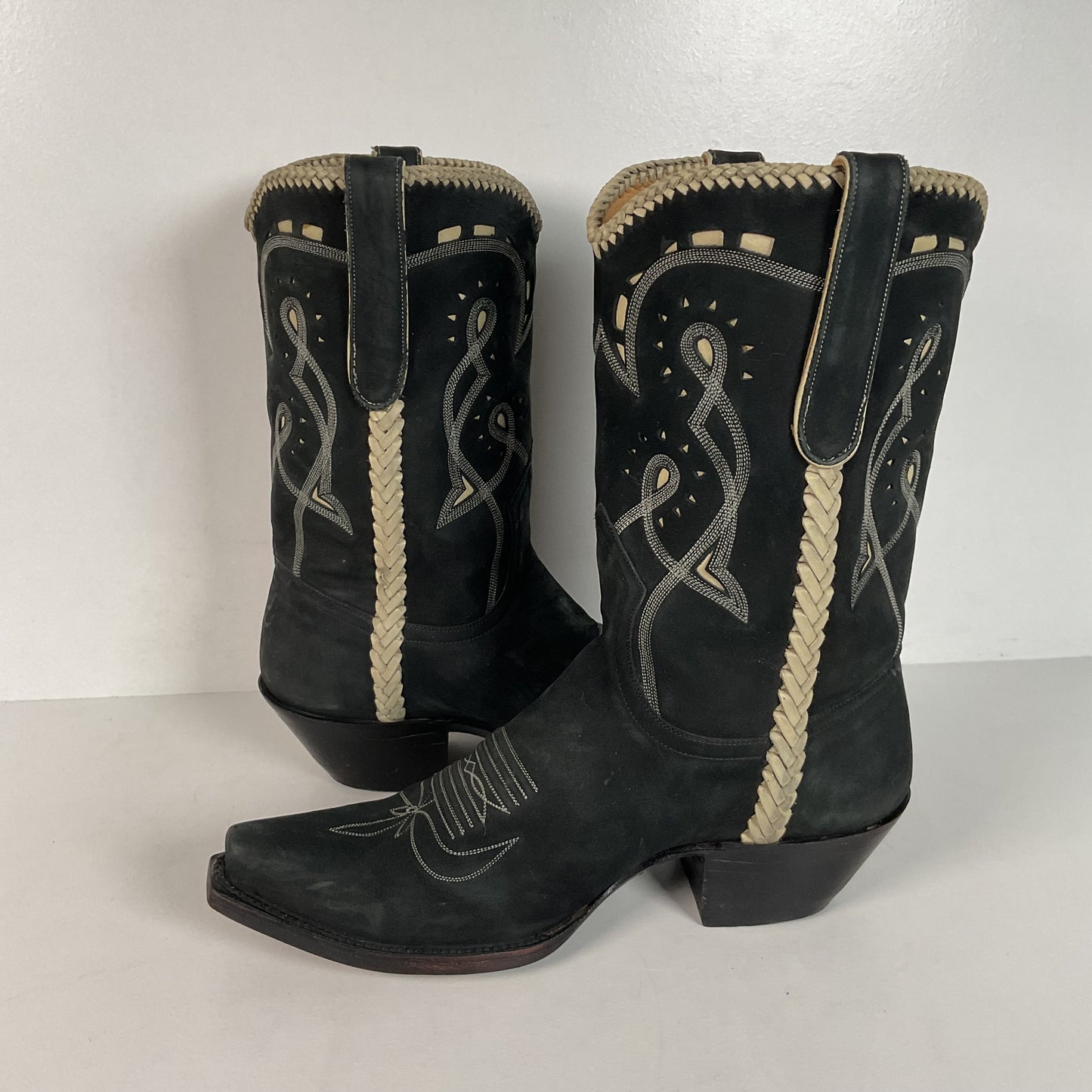 Liberty Handmade Cowgirl Boots | Nubuck Suede | Braided | Women’s 8 B