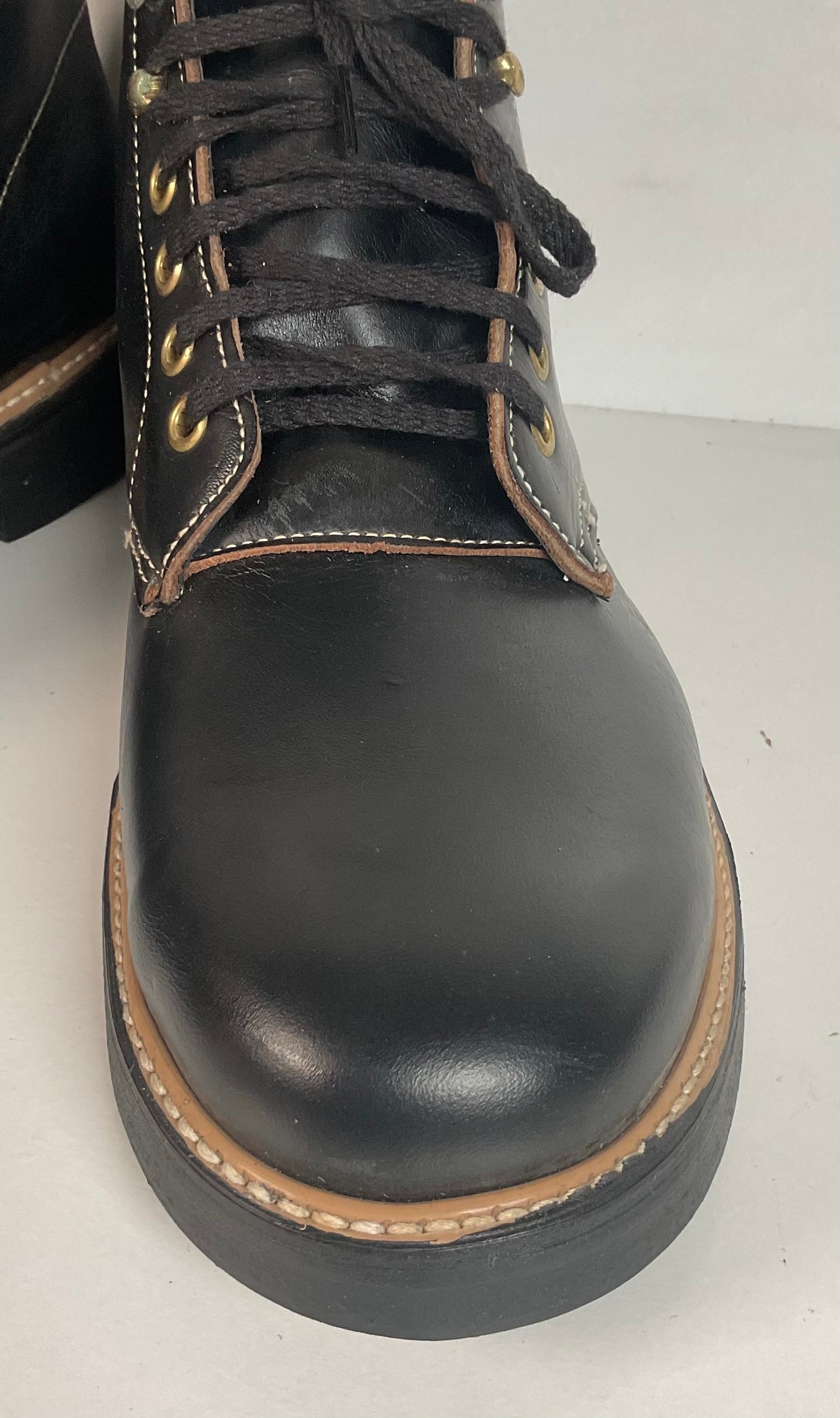 Vintage Men’s Black Leather Ankle Boots Size 9 Plain Toe 1960s