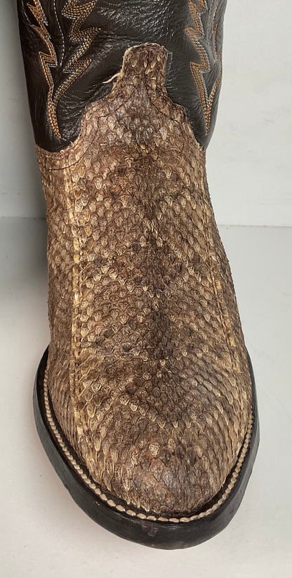 Vintage Abilene Diamondback Rattlesnake Cowboy Boots 10 D USA Made Snakeskin