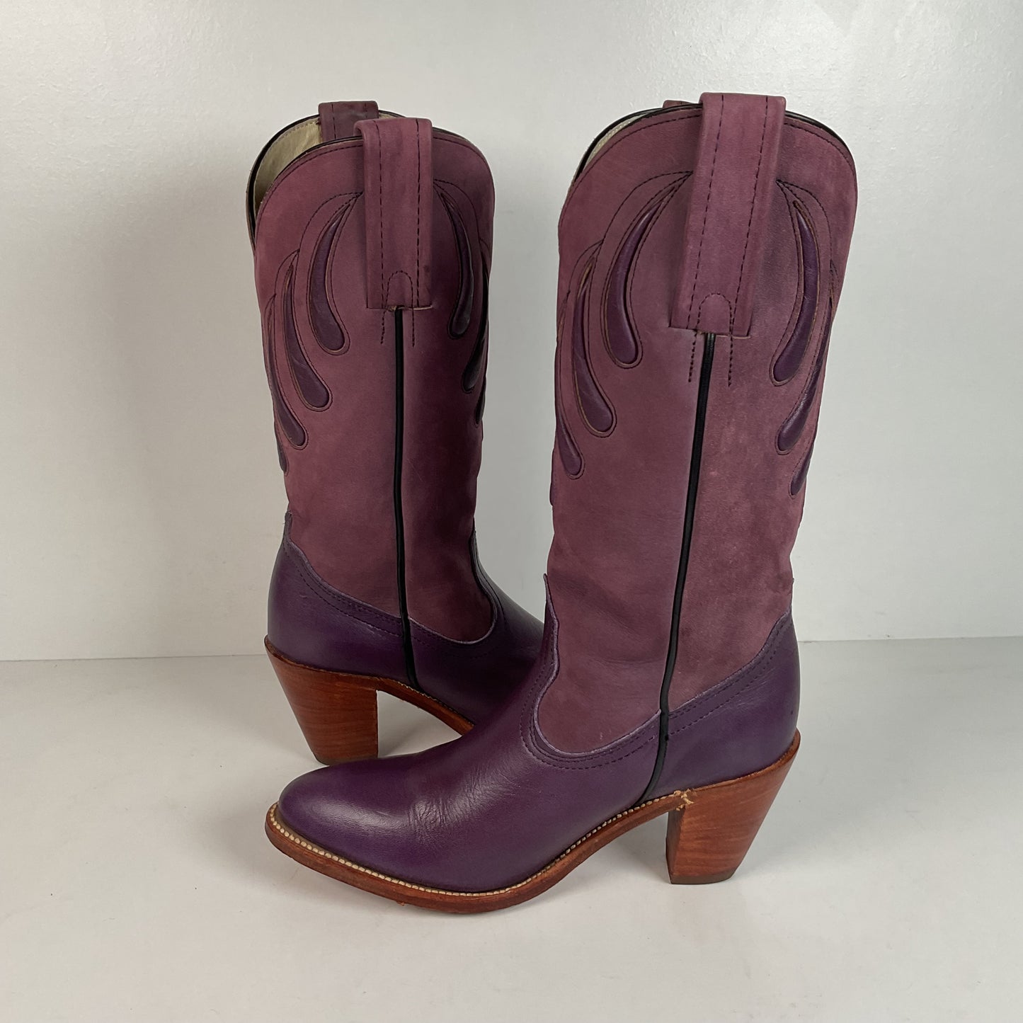 Vintage Frye Cowgirl Boots | Bear Claw | Purple | USA Made | Women’s 6.5 B