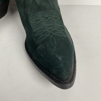 Vintage Nocona Wild Boar Cowboy Boots | Pig Skin Suede | Emerald Green | Men’s 11.5 E