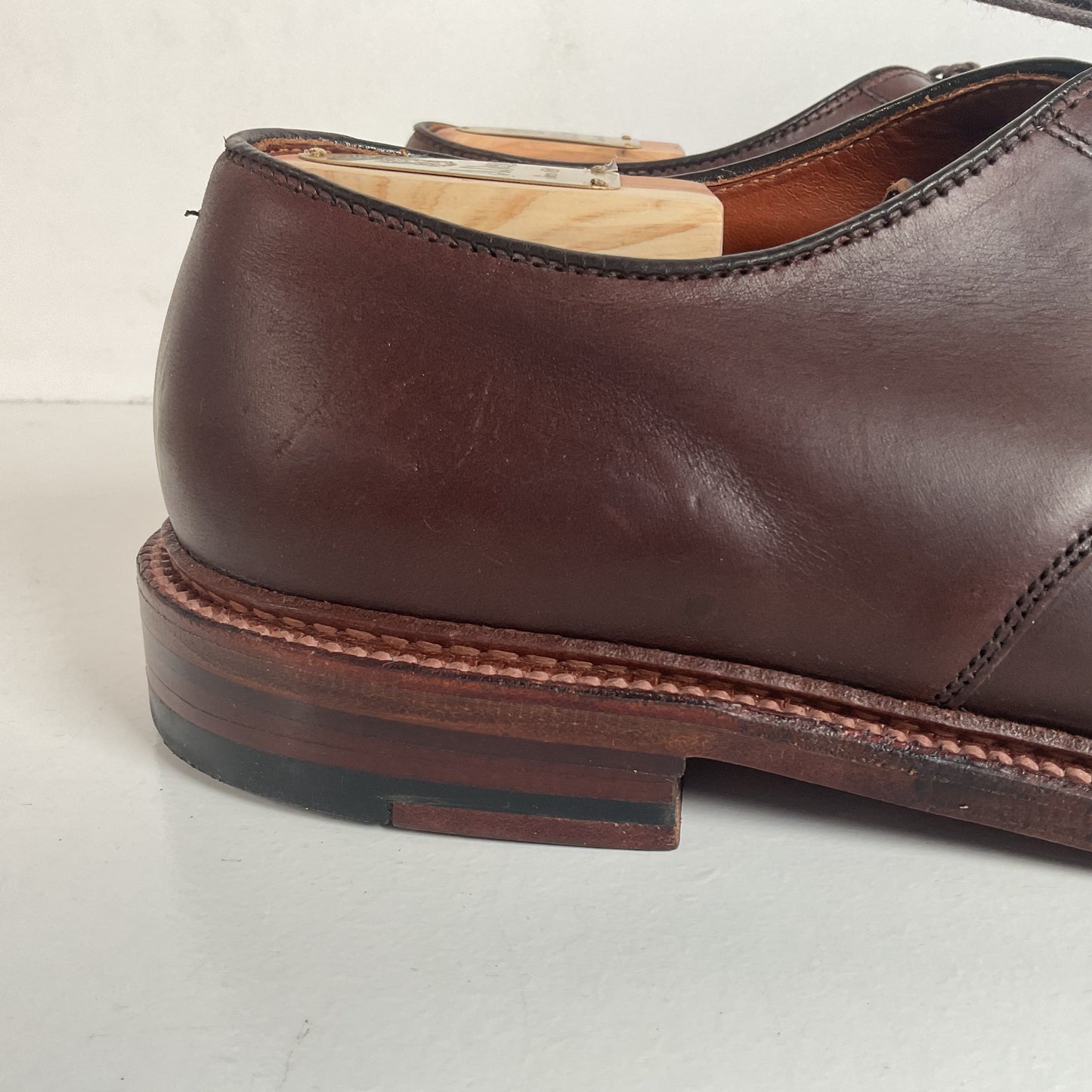 Alden for J. Crew Derby Blucher Shoes 12 D Cigar Brown