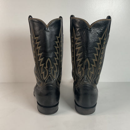1950s Tony Lama Cowboy Boots | Black | Distressed | Men’s 9.5