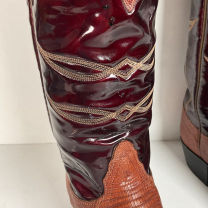 Vintage Tony Lama Teju Lizard Cowgirl Boots | Patent Leather | 6 C | Women’s 7