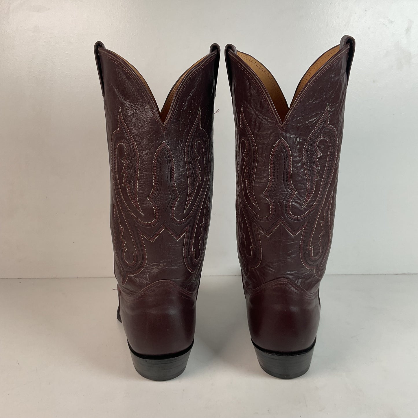 Vintage Nocona Burgundy Boar Cowboy Boots 10.5 D USA Made Wild Pig Skin